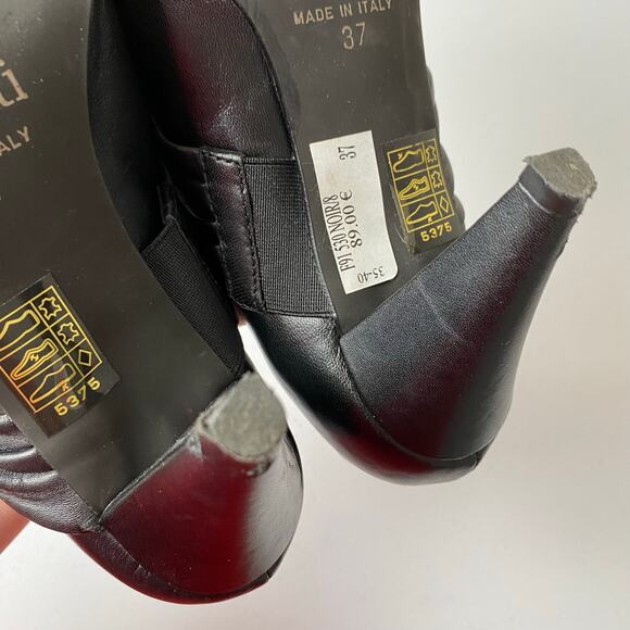 Minelli Sz EU 37 / US 6.5 Black Leather Pump Heels Made in Italy Neutral Luxury - Picture 11 of 14